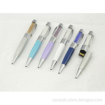USB disk manufacturers CaraUSB custom crystal pen flash drive gifts drill multi-select pen shell color can be customized Logo